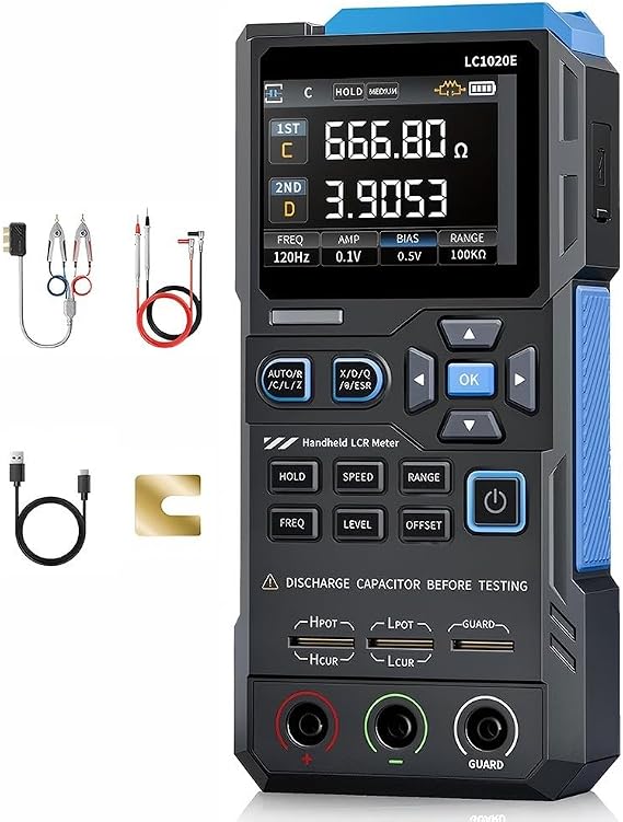 LC1020E Digital LCR ESR Meter with 0.3% Accuracy, Wide Range Inductance Capacitance Resistance Tester(LC1020E in English)
