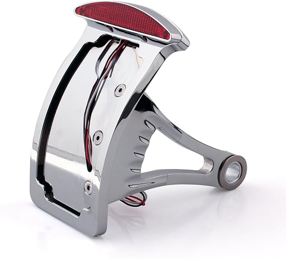 Motorcycle Chrome Curve License Plate Side Mount License w/Led Tail Light Brake Light 1" Axles for Harley, for Honda, for Yamaha, for Suzuki, for Kawasaki (For off road use only)