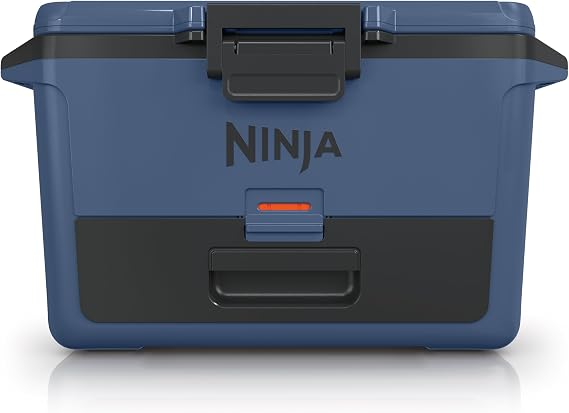 Ninja FrostVault 50qt Hard Cooler, Storage Drawer, Lakeshore Blue FB151BL | Ninja FrostVault keeps food cool, dry & separate under 40F for days, with 50-qt capacity holding up to 80 cans
