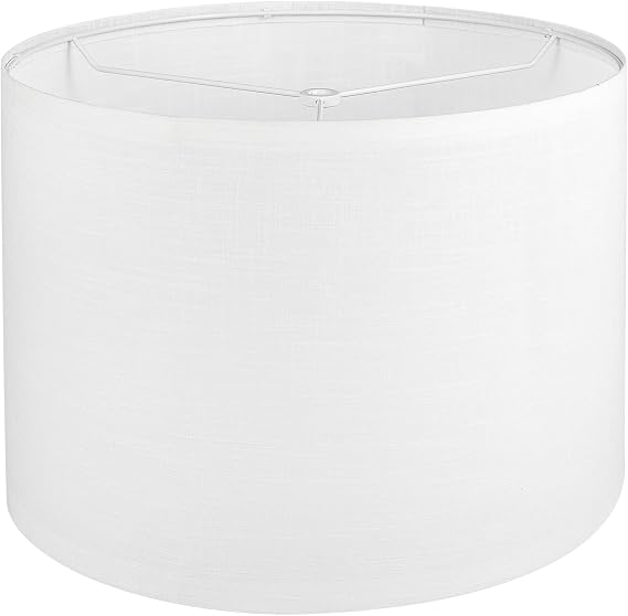 White Lamp shade, Drum Lamp Shade for Table Lamps Floor Lamp, 13" Top X 13" Bottom X 10" High White Large Line Fabric Lamp Shade, Easy Assembly Replacement Lampshade