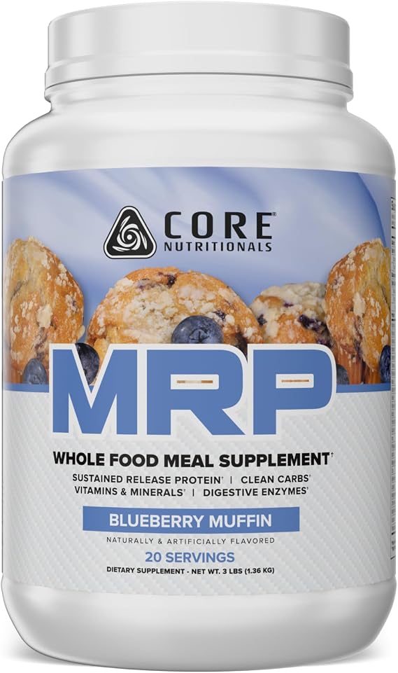 Core Nutritionals MRP Full Spectrum Meal Replacement | Whey Protein Blend + Low Glycemic Carb Blend | 27g Protein | 3 Pound (Blueberry Muffin)