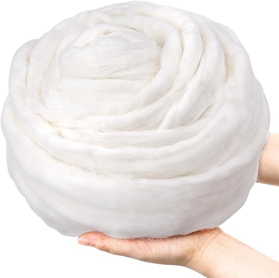 Jupean 16 oz Wool Roving: Needle Felting Wool Yarn Roving Wool Felt | 1 lb White Wool Roving for Needle Felting Kit Needle Felting Supplies for Diy Hand Spinning