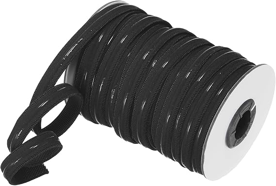 Multicolor Silicone Elastic Gripper Tape-10mm Stretch Non Slip Gripper Elastic for Garment, 5 Yards a Piece (Black)