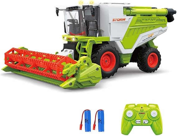 KNACKTOYZ RC Farm Tractor Toy for Kids, 2.4G Remote Control Combine Harvester Truck with Sounds, Lights & Spray, 1:24 High Simulation Toddlers Vehicle Toys, Christmas Birthday Gift for Boys Girls 3-8