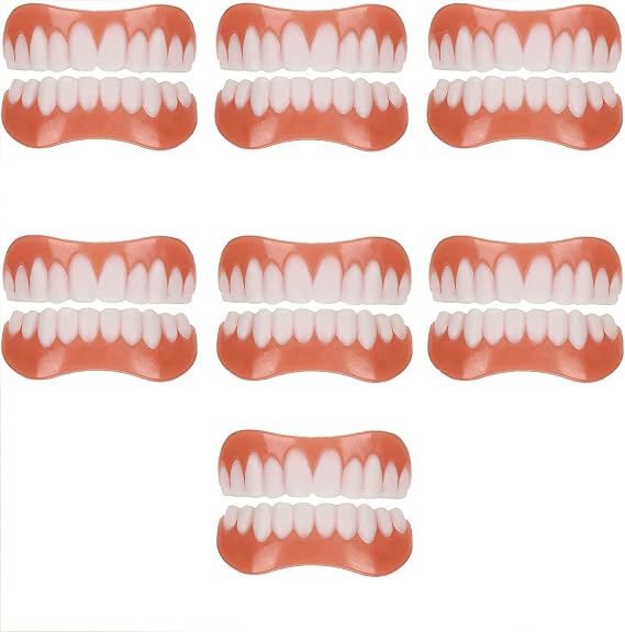 False Teeth Comfortable Smile Top and Bottom Instant Veneers Fake Teeth Men Women Instant Veneers Cosmetic Teeth Whitening Temporary Prosthesis Teeth,7pairs [Energy Class A]