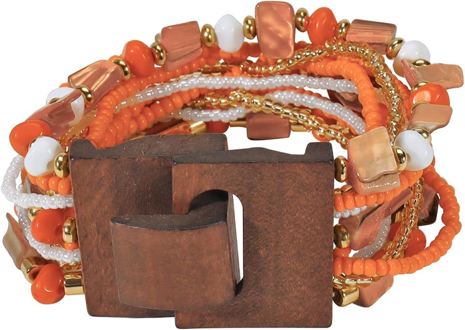Coiris Boho Bangle Bracelets for Women Wooden Beaded Bracelets Chunky Bohemian Beach Bracelets Jewelry for Women