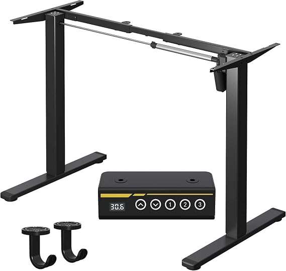 Electric Standing Desk Frame for 40-63 in Tabletops, 154 lb, Black | Frame Only, Fits 40-63 x 24-28 in Tops, 28.3-46.5 in Height, 2+3 Controls, 45 dB, 154 lb Capacity