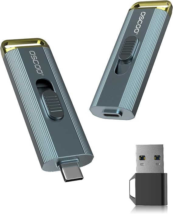 1TB Portable SSD Flash Drive, USB 3.2 Gen2x2, Up to 2100MB/s, External Solid State Drive with USB-C&amp;A, Push-Pull Design, Memory USB Stick Compatible with iPhone 15/16, Android, Mac,Tablet