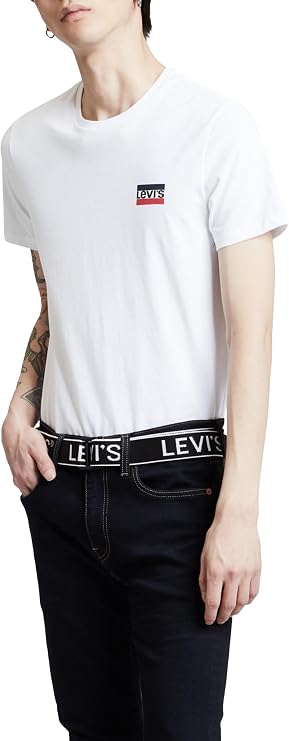 Levi's Men's 2 Pack Slim Crew T-Shirt, Navy/White