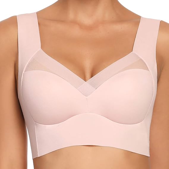 WOWENY Seamless Bras for Women Sleep Leisure Sports Yoga Bra Padded Wireless Thin Soft Comfy Pullover Tops Plus Size