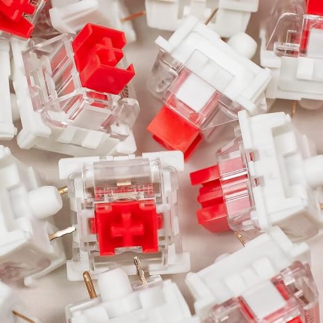Outemu Red Switches, 30-Pack, 3-Pin Linear Dustproof RGB Key Switches, Cherry MX Compatible for DIY Mechanical Keyboard Replacement
