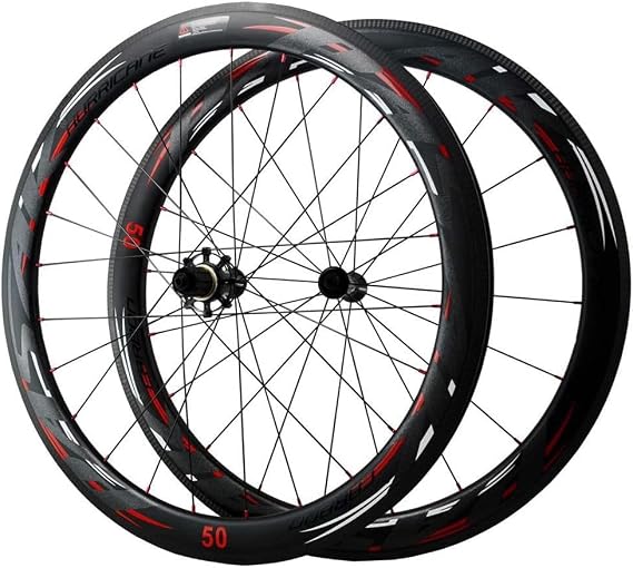 Road Bicycle Wheelset 700C Carbon Fiber Clincher Rim V Brake 40/50MM Racing Bike Wheels 25Mm Width for 7-12 Speed Only 1830G Matte