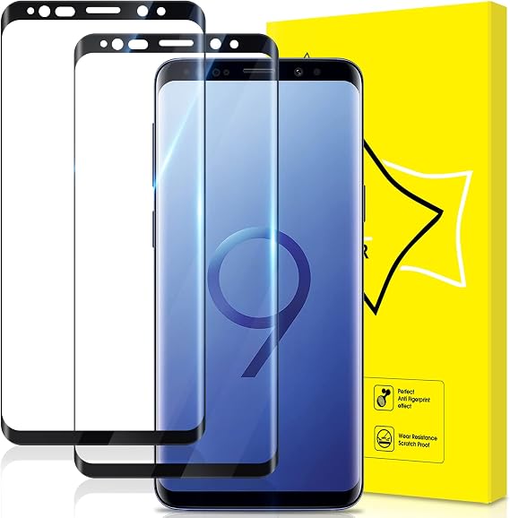 GiiYoon-2 PACK Screen Protector for Samsung Galaxy S9 Tempered Glass [HD Full Coverage] [Easy Installation] [3D Curved Edge] [Scratch Resistant] [9H Hardness] Protective Film