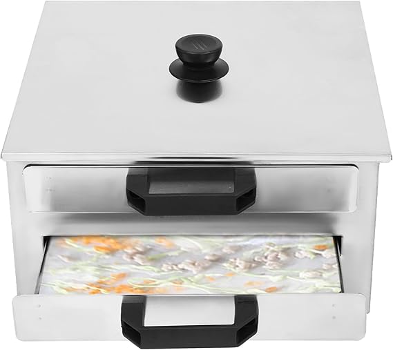 2-tiers Cantonese Rice Noodle Rolls Machine, Manual Rice Noodle Rolls Steamer, 304 Stainless Steel Steamed Vermicelli Roll Steamer With Scraper