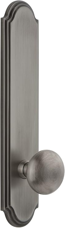Grandeur 803831 Hardware Arc Tall Plate Fifth Avenue Knob Size, Passage-Backset: 2.375", Antique Pewter