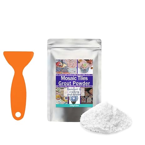 Mosaic Grout, Mosaics Tile Tools, Mosaic Tile Accessories Essential for Handmade Grouting and Perfect for DIY Craft Projects (White, 250G)