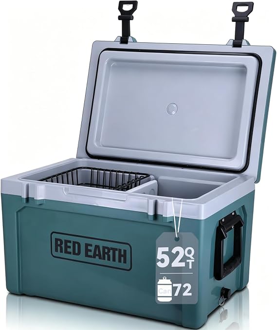 GiNT Ultra-Light Hard Cooler Insulated Portable Ice Chest | 26QT with Shoulder Strap / 52QT with Basket & Ice Packs | for Beach, Boat, Fishing, BBQ, Camping