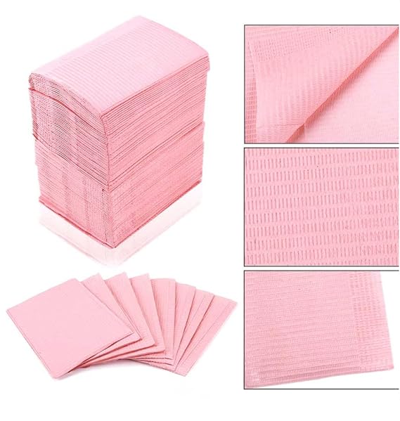 50 Pink Disposable Tattoo Clean Pads & Table Covers - Beauty & Dental Napkins - Tattoo Bibs