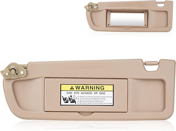 Beige Left Side Sun Visor for 2006-2011 Honda Civic EX LX Sedan SI Coupe, Car Visor Replacement for 83280-SNA-A01ZA, Driver Side Sunvisor