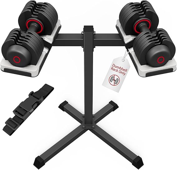 Adjustable Dumbbell Stand, 35" Height Adjustable Dumbbell Rack, 300LBS | Dumbbell Stand with 90 Rotating Platform, Back-Friendly, Stable Wide Base, Weight Rack Fits Most Adjustable Dumbbells