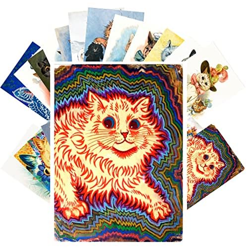 PIXILUV Vintage Postcards 24 pcs 4x6 each Psychedelic Cats Vintage Notecards Retro Greeting Card Reprint