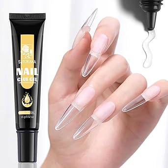 SUTOKAKA Solid Nail Glue Gel, 15g Soft Gel Nail Tips Glue Gel Super Strong Solid Gel Soak Off for Acrylic Nails Extension Fake Nails Press On Nails U V Lamp Curing Needed