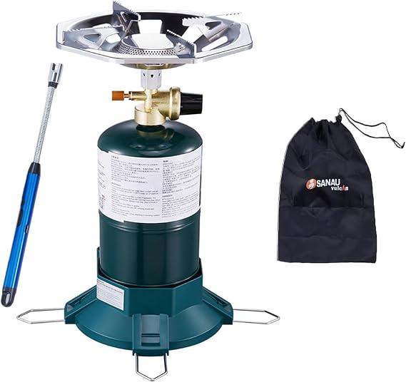 10000BTU Propane Camping Stove with Adjustable Flame USB Cable for Tank Top