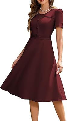 Wedtrend 1950s Vintage Dresses for Women Church Dress with Pockets Tea Party Dresses A Line Wedding Guest Dress