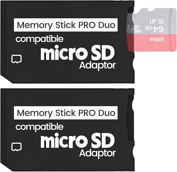 2 Pack Memory Stick Adapter,Micro SD to Memory Stick PRO Duo MagicGate Card, Compatible with PSP, Digital Cameras,Handycam