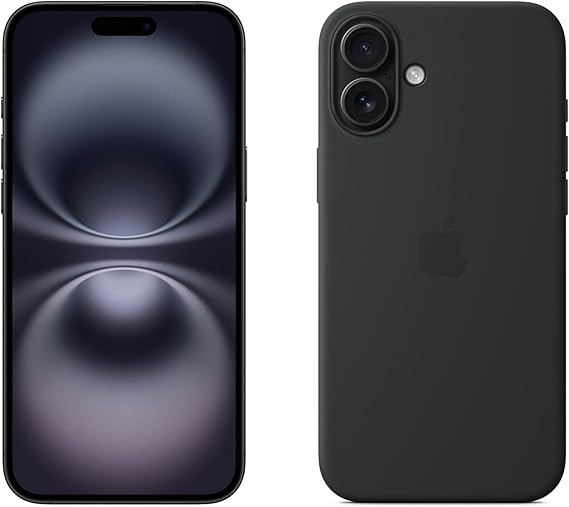 Apple iPhone 16 Plus 128GB: 5G Mobile phone with Apple Intelligence - Black + Silicone Case with MagSafe - Black