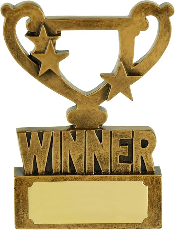 SilverTrophy: Winner Champion Mini Cup Trophy Award for a Winner, Hero, Prize-Winner, Victor, Gold Medal, Strongest, Number 1, Star Ornament Mini Cup Affordable Figurine Prize