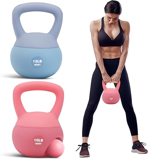 XPRT Fitness Professional Soft Kettlebell | Sand Filled Protective Shell | 10/12 LBS Home Gym Equipment | Anti-Slip Wide Grip | Floor-Safe Design