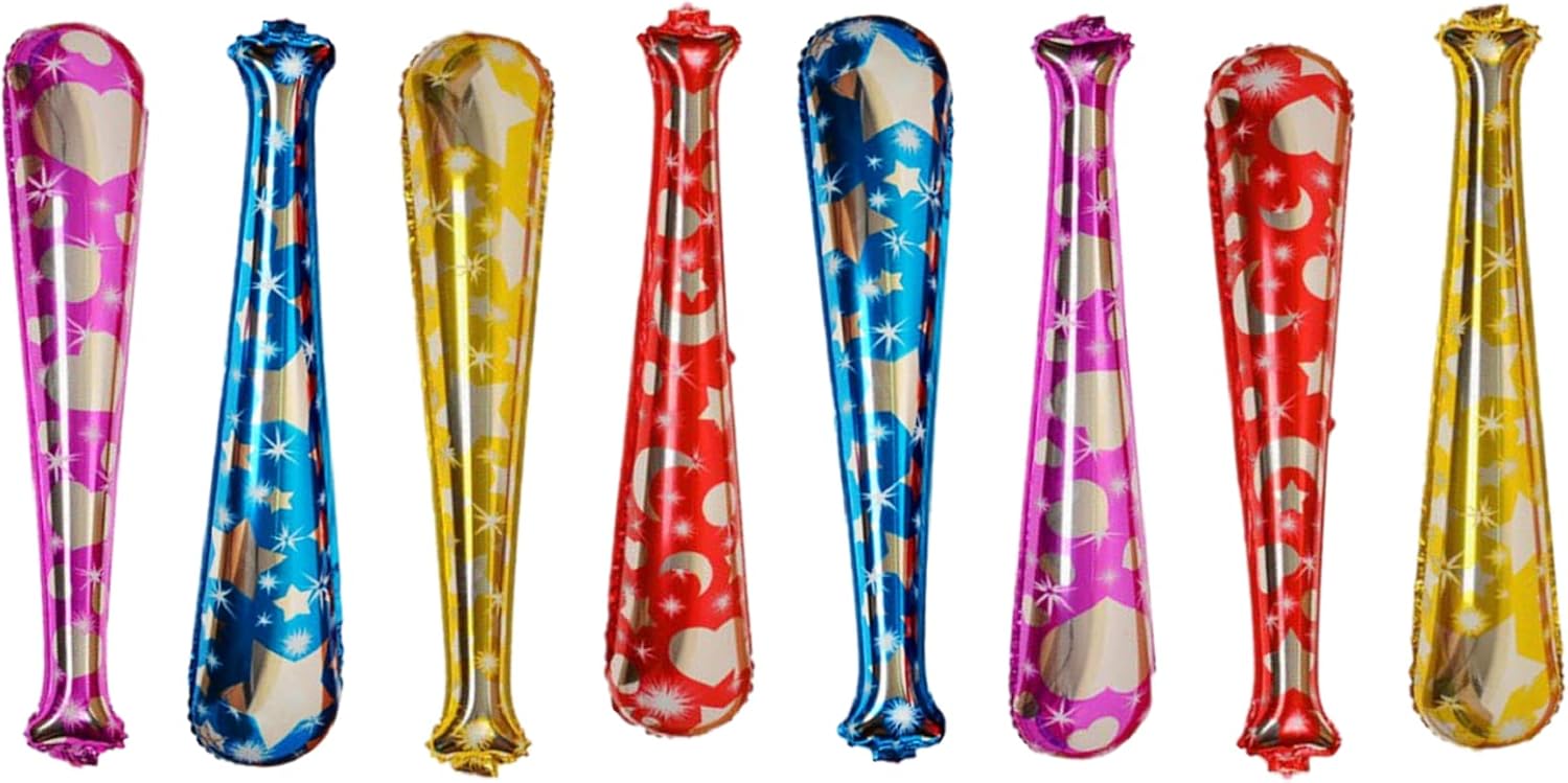 YIJUNCHI 8Pcs Inflatable Bat Balloons for Cheer Up During Party Game. Giant 31 Inch Baseball Favors Kids, Sports Theme Toy Supplies As Game Props and Birthday Decorations,Inflatable Bats,Cheer