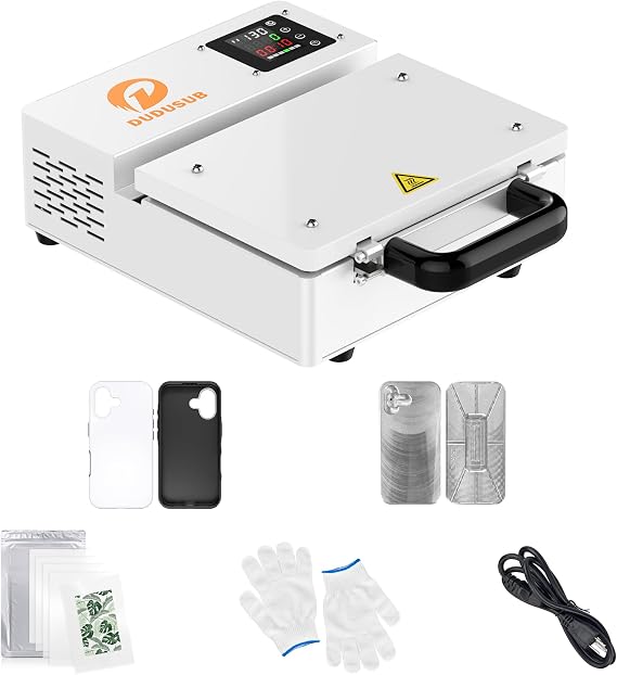 3D Sublimation Phone Case Heat Press Machine - 5 Min Fast Printing, Intelligent Temp Control for DIY Customized Phone Cases with Different Phone Molds, Phone Case Blanks Printer Machine (White)