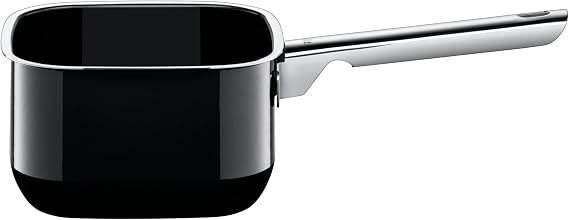 Silit Saucepan 16 cm Approx. 2L Quadro Black Square Shape Stackable Made in Germany Silargan Functional Ceramic Suitable for Induction Hobs Dishwasher-Safe