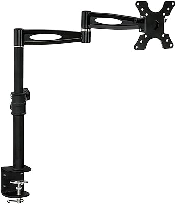 Mount-It! Single Monitor Arm Mount | Desk Stand | Heavy Duty Full Motion Height Adjustable | Fits 19 21 24 27 29 30 in VESA 75 100 Compatible Computer Screen | C-Clamp Base | Holds up to 33 Lbs