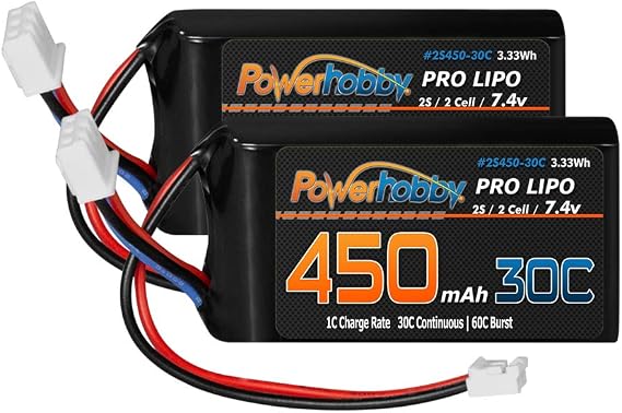 Powerhobby 2s 450mah 30C Lipo Battery (2 Pack) : Axial SCX24