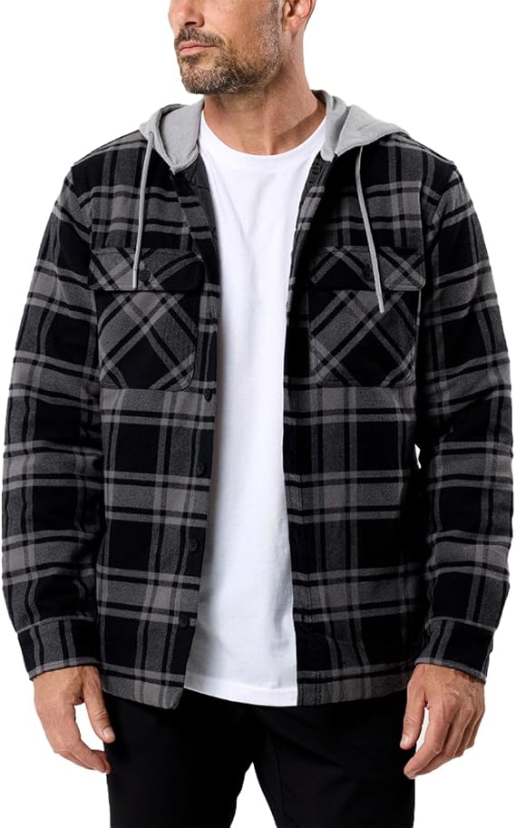 Flannel Jackets for Men Plaid Hooded Quilt Lined Warm Layering S-4XL | Quality zippers, secure pockets & durable stitching - zip up jackets built for fall & spring layering.