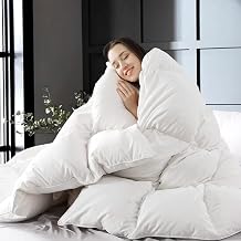 WhatsBedding Feather Down Fiber Comforter King Size,Duvet Insert King Filled with Feather and Down Fiber, All Season White Luxury Bed Comforter,Ultra Soft 100% Cotton 106"x90"