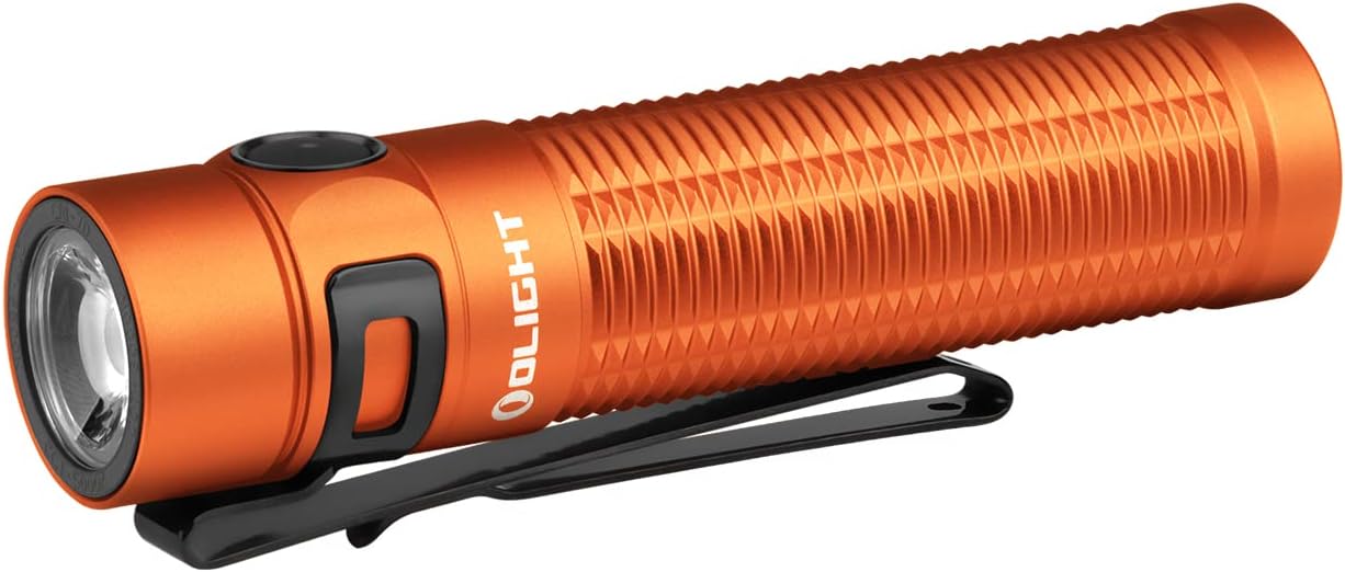 OLIGHT Baton3 Pro Max 2000 Lumens EDC Rechargeable LED Torch,High Lumens Pocket Flashlight with Safety Proximity Sensor for Outdoors and Emergency Cool White 5700K~6700K, Orange [Energy Class A]