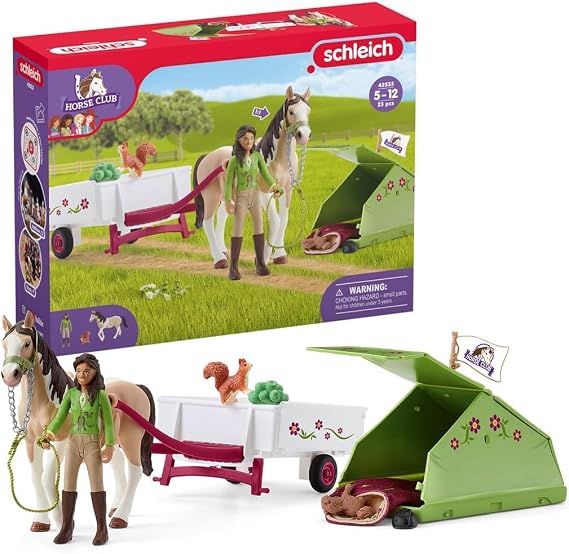 Schleich Horse Club - 23Pc Sarah's Camping Adventure Playset| 42533 | Horse Figurine, Equestrian Toy for Girls 5+, Realistic Horse Toy, Screen-Free Imaginative Pretend Play, Party Gifts