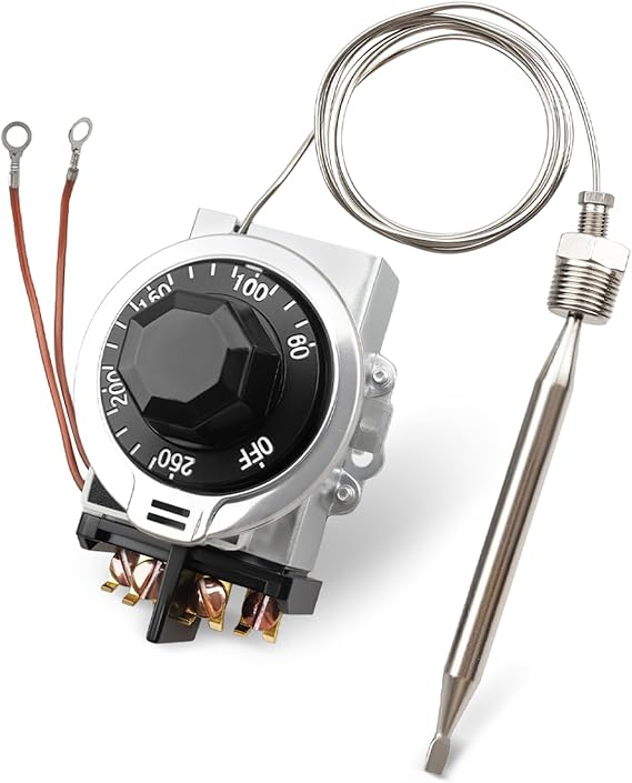 D1/D18 Thermostat Fit for Steam Table Buffet Table Temperature Control 30A RES 125-277VAC, 60-250F 3/8" X 4-1/2" Bulb