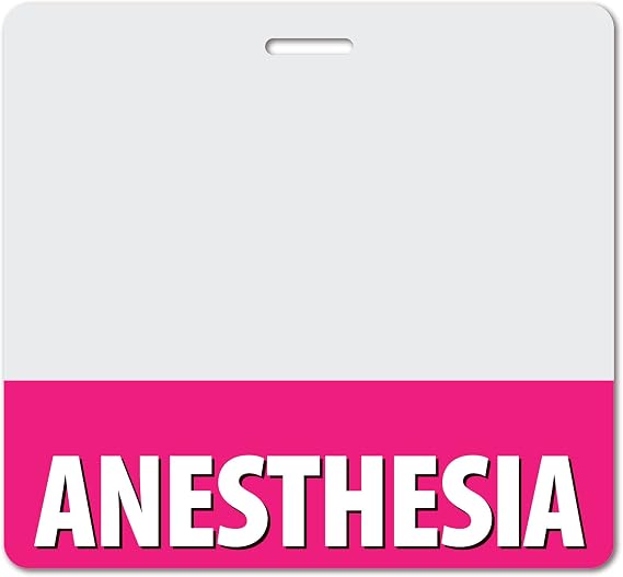 Anesthesia Heavy Duty Horizontal Bright Pink (100 Pack) - Spill & Tear Proof Cards - 2 Sided USA Printed Quick Role Identifier ID Tag Backer by BadgeZoo