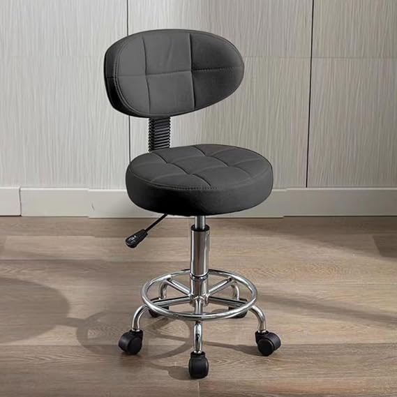 Office Desk Chair,Rolling Stool Computer Chair with Low Back,Height Adjustable Work Home Salon Drafting Swivel Task Chair with Footrest(Black,Pack of 1)