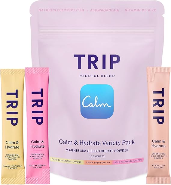 TRIP Calm Electrolyte Magnesium Powder, Variety Pack, 15 Sachets