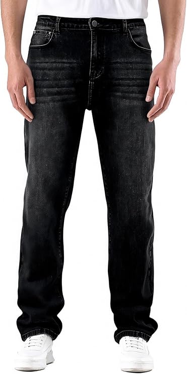 Men's Straight Leg Slim Fit Stretch Waist Jeans Classic Casual Denim Pants