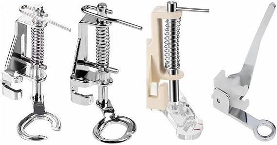 HONEYSEW 4PCS Large Metal Darning/Free Motion Presser Foot Set for Low Shank Singer, Brother, Janome, Juki, and More Sewing Machines - Include Close Toe, Open Toe, Quilting and Embroidery Foot