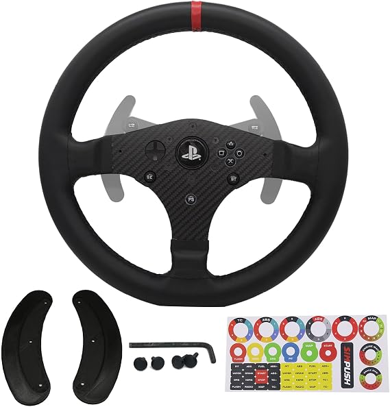 Replace 13 inch lightweight Original Leather Steering Wheel Panel For For THRUSTMASTER T300RS/T300GT Force Feedback GT Racing Wheel Hub; For Xbox Series X/S PS4 PS5 (For T300RS/T300GT)
