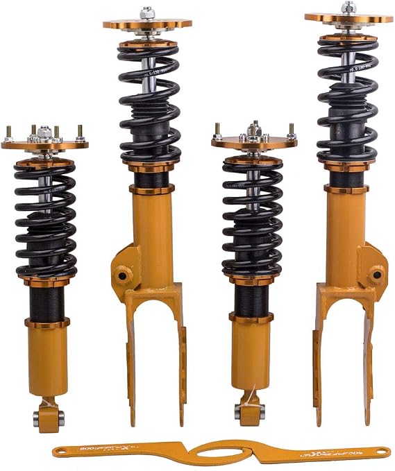 maXpeedingrods Coilovers for Porsche Cayenne 2002-2010, Height Adjustable Coilover Suspension Kit, Preset Damper Shock Absorber Struts, Lowering Kit Gold