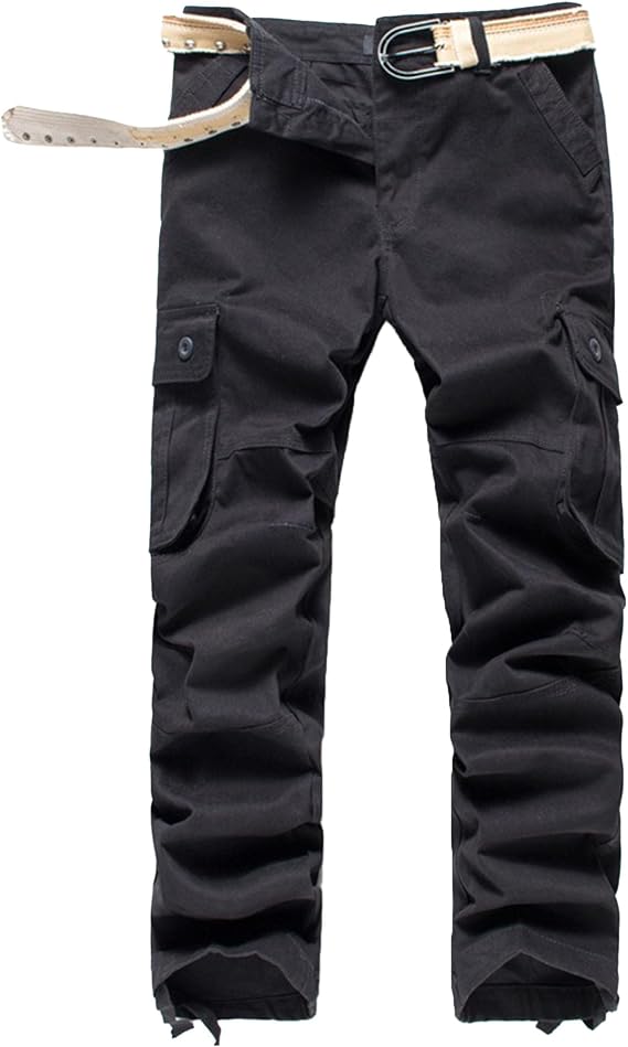 Mens Multi Pockets Cargo Pants Hiking Combat Work Outdoor Trousers Casual Slim Straight Fit Sweatpants